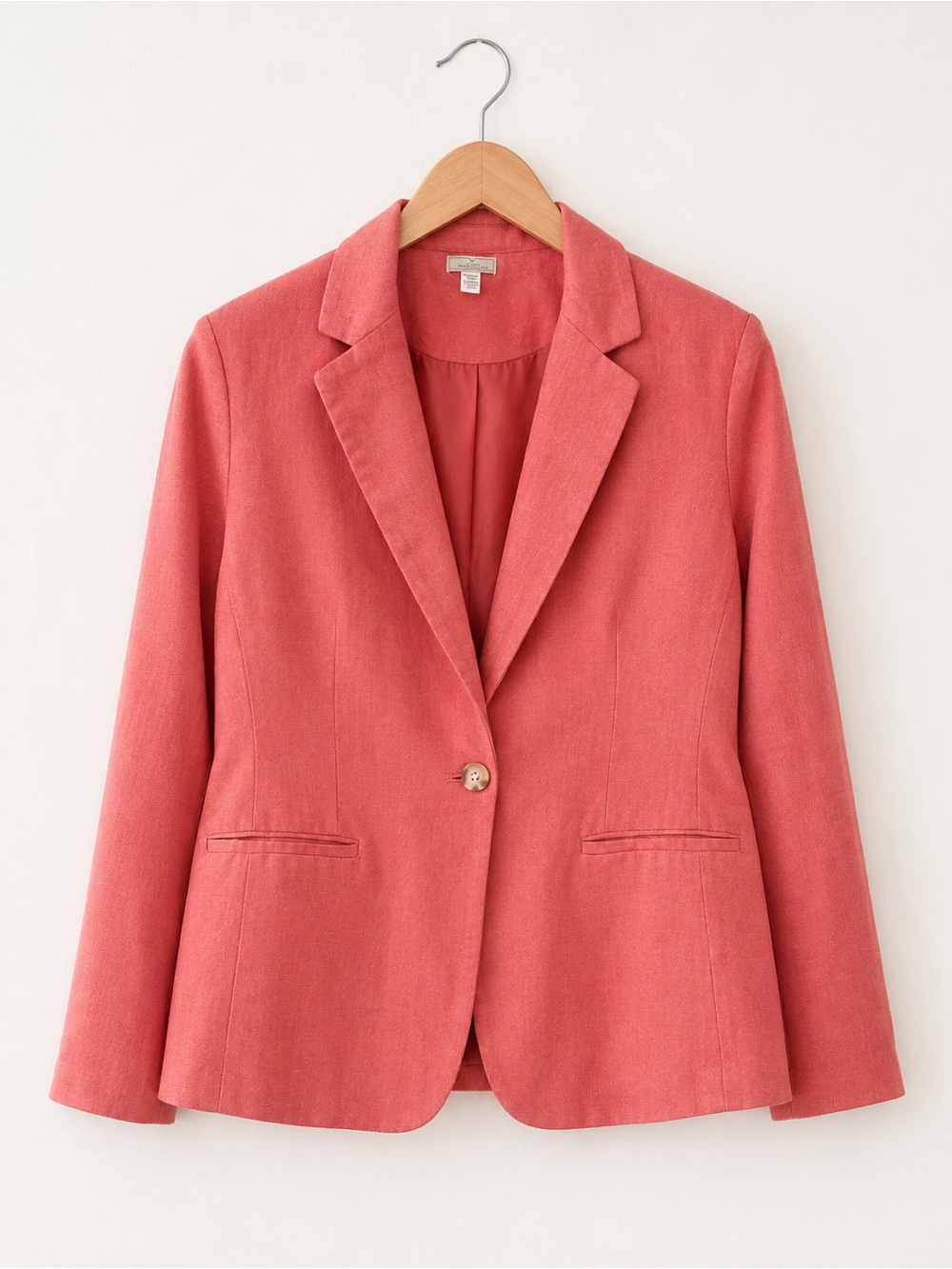 Jules & Leopold linen blend Womens Coral Single-Button Blazer Jacket